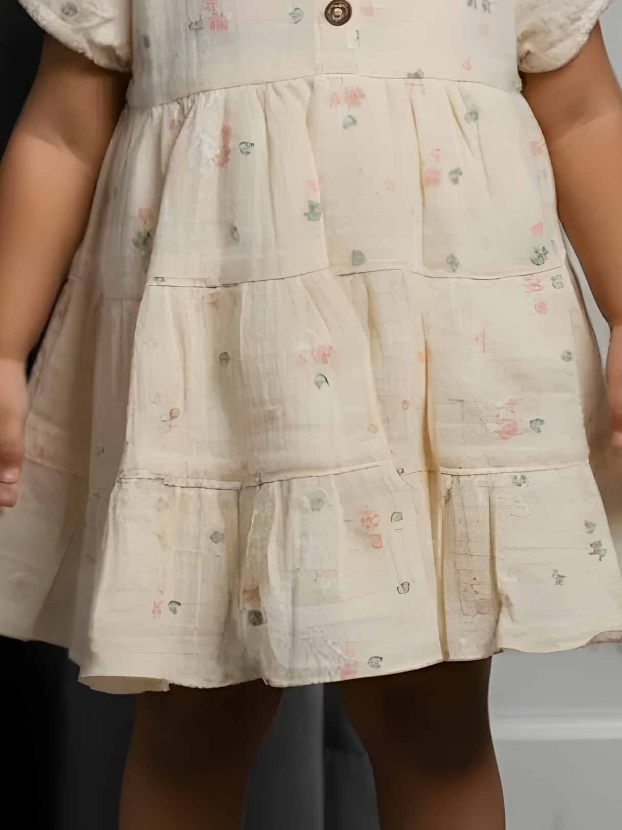 Pale Yellow Floral Tiered Frock