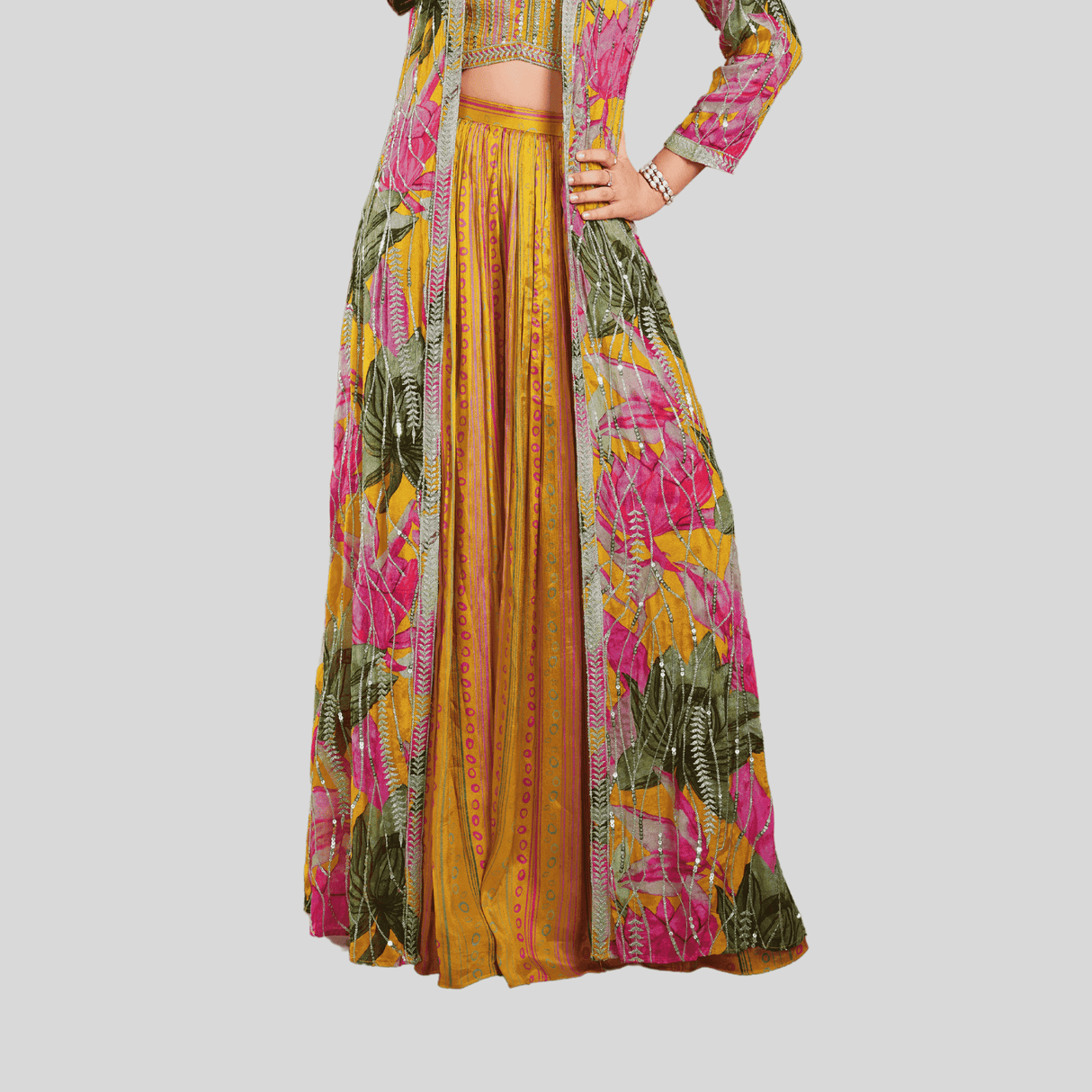 Girls Traditional Full Sleeves Long Choli - Yellow
