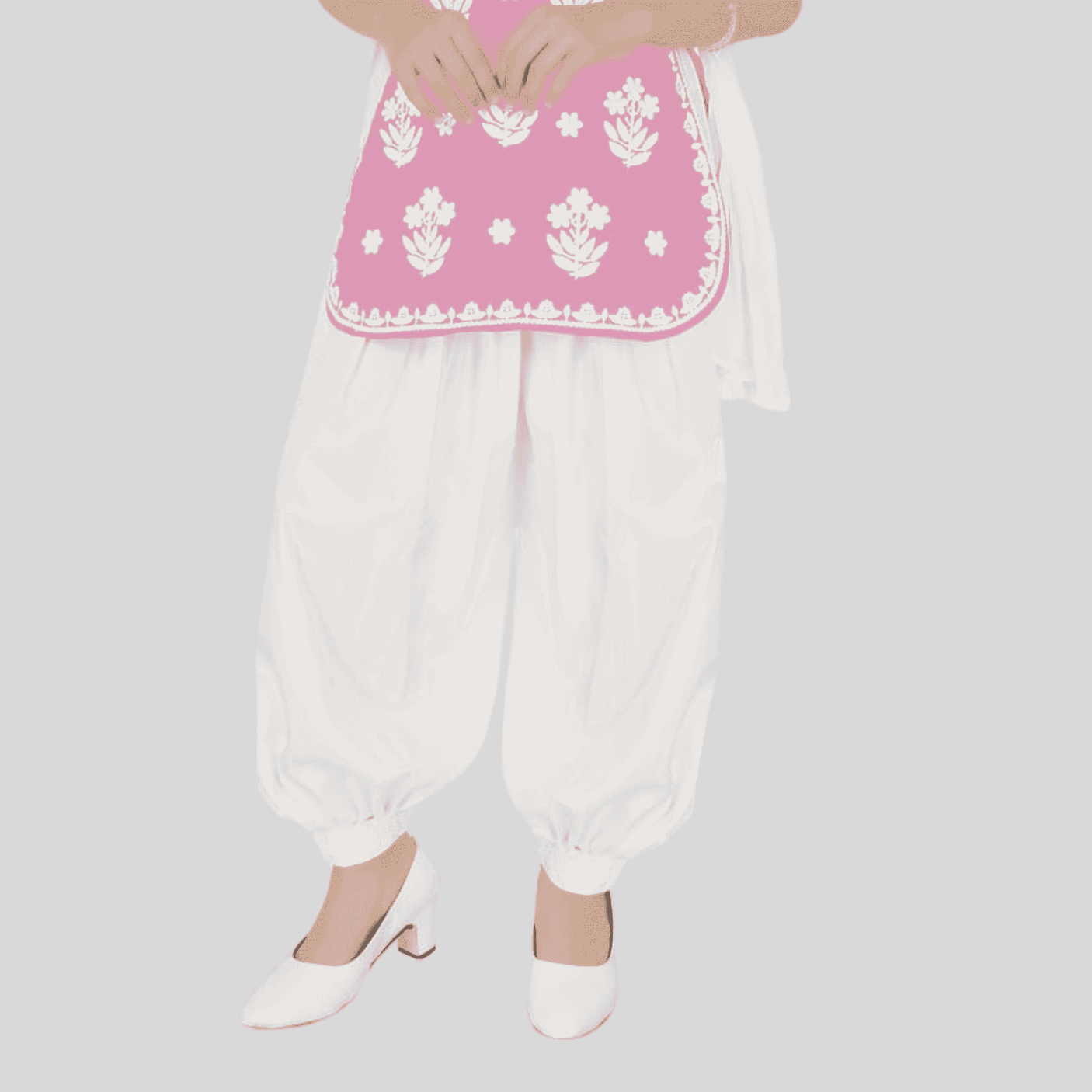 Girls Traditional 3/4th Sleeves Patiala Set - D.Pink