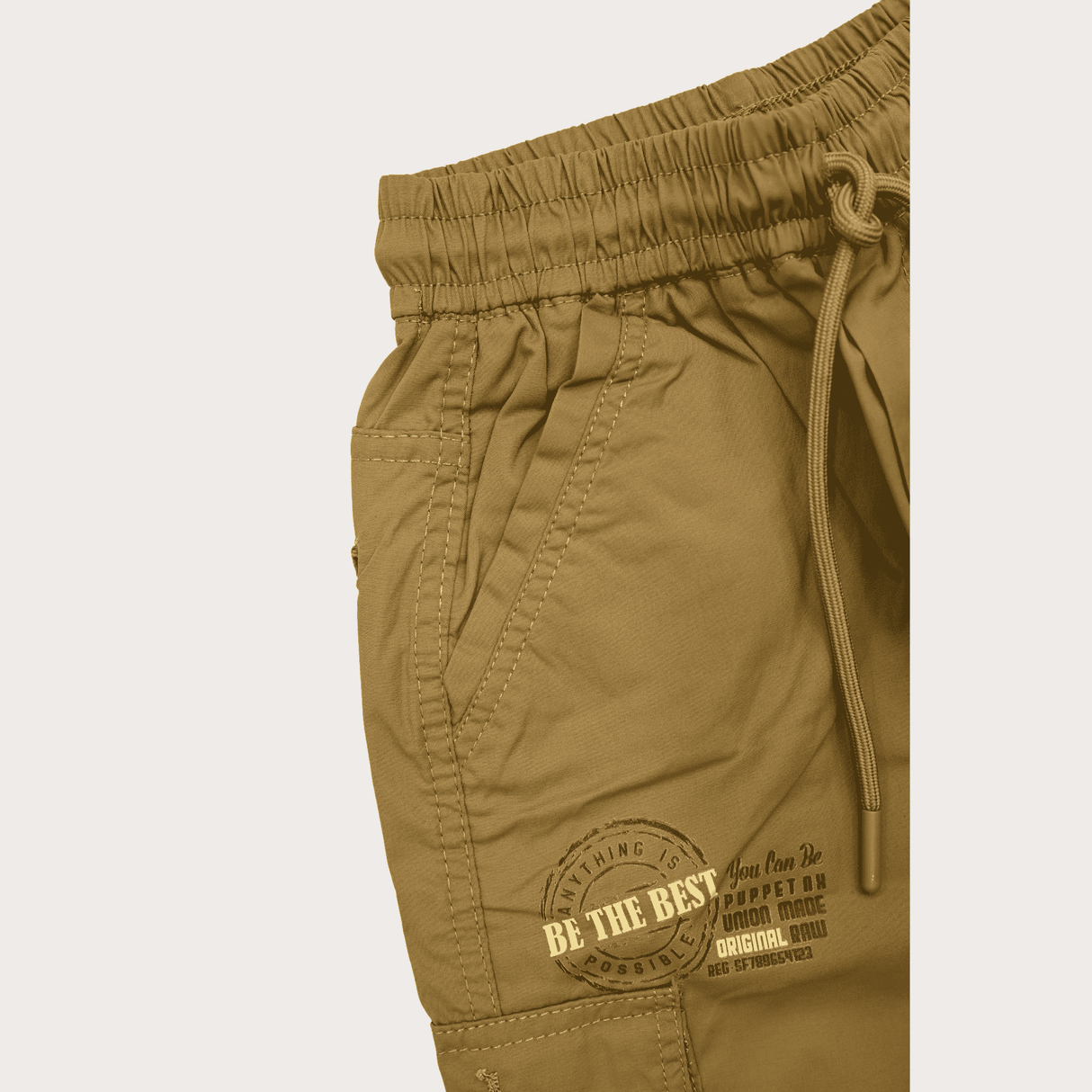 Boys Casual Plain Cotton Joggers With Rib - Green