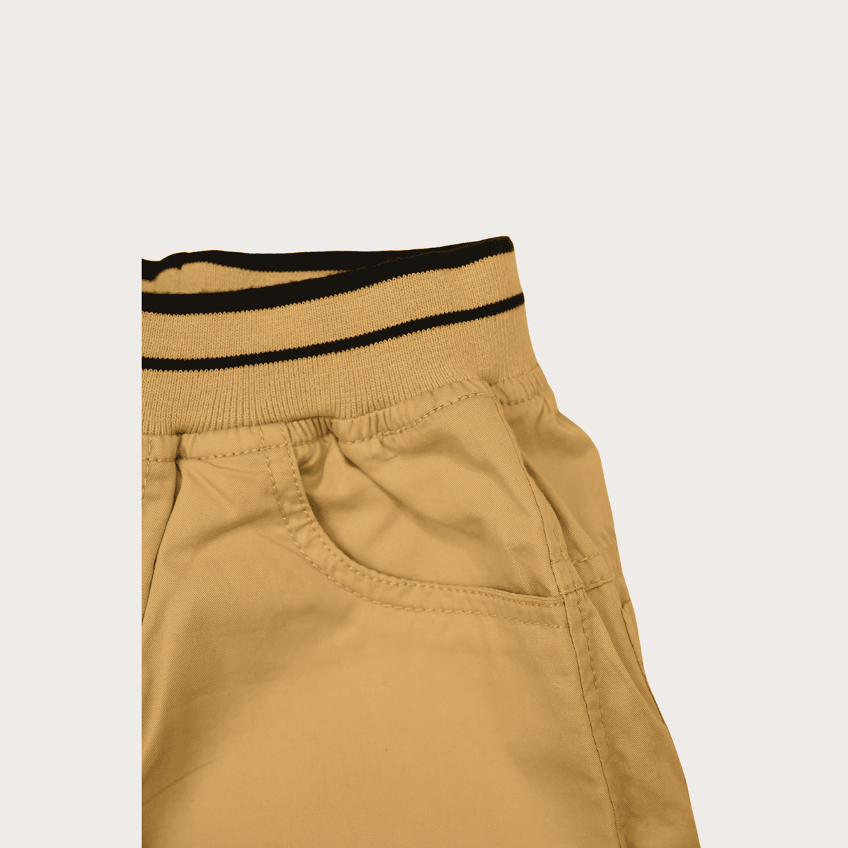 Boys Casual Plain Cotton Shorts Full Elastic - Fawn