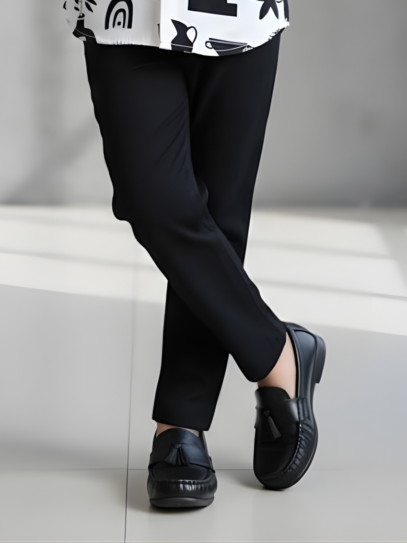 Boys' Black Modern Print 4-Piece Waistcoat & Trouser Set