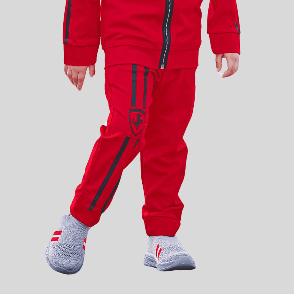 Boys Casual Coordinate Sets Printed Full Sleeves Track Pant Set - Red