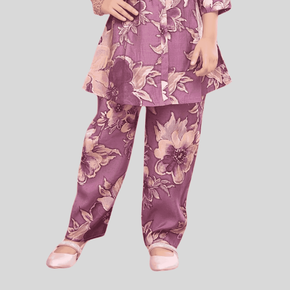 Girls Traditional 3/4th Sleeves Pant Set - Purple