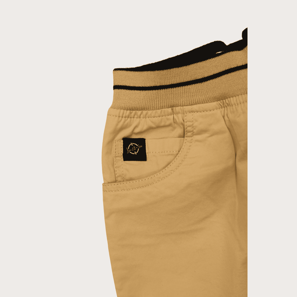 Boys Casual Plain Cotton Shorts Full Elastic - Cream