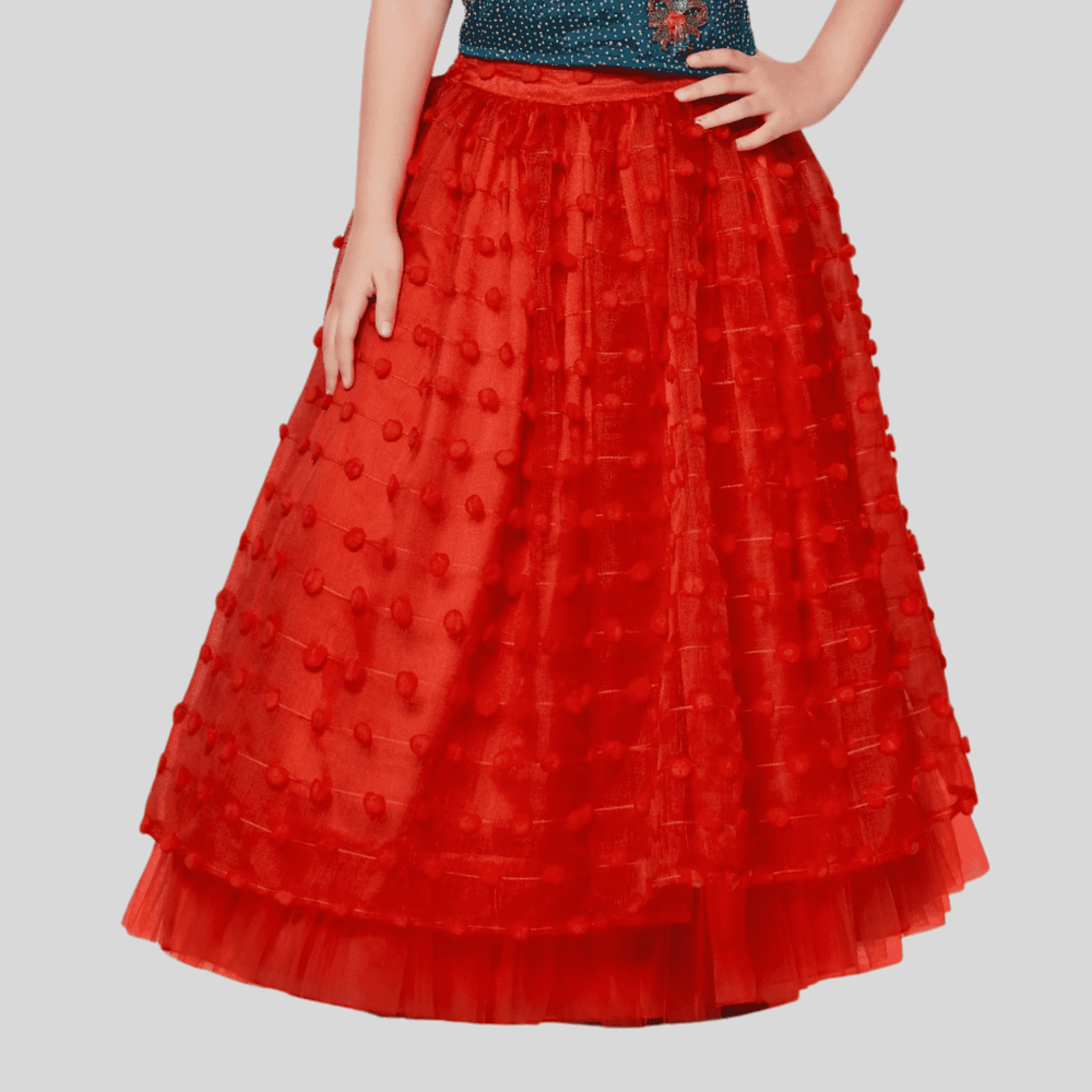 Girls Traditional Sleeves Less Long Choli - Blue