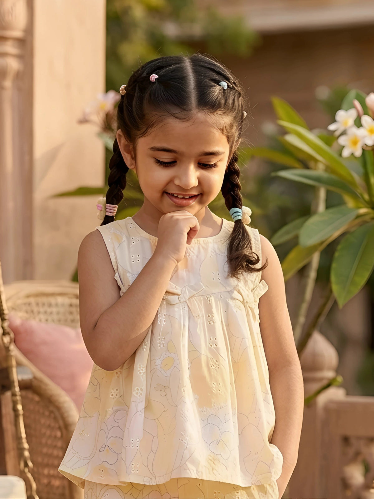 Girls' Floral Pastel Yellow Coordinate Set