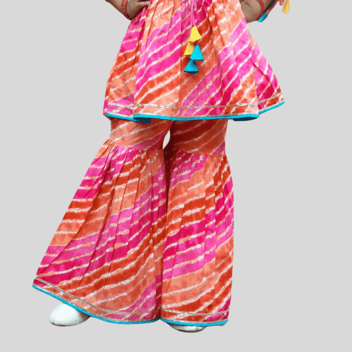 Girls Traditional 3/4th Sleeves Sharara Set - Pink.