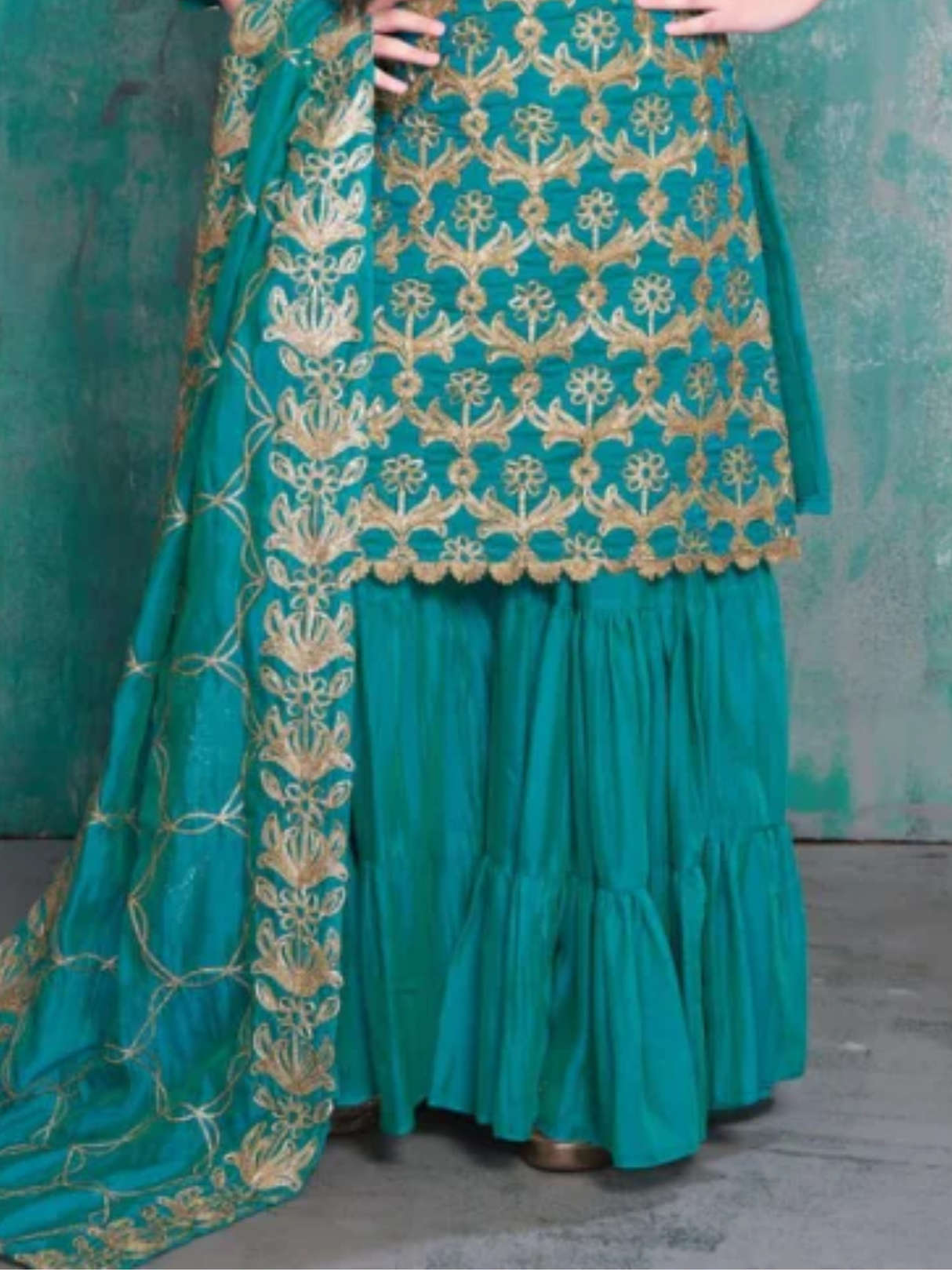 Girls Traditional 3/4th Sleeves Sharara Set