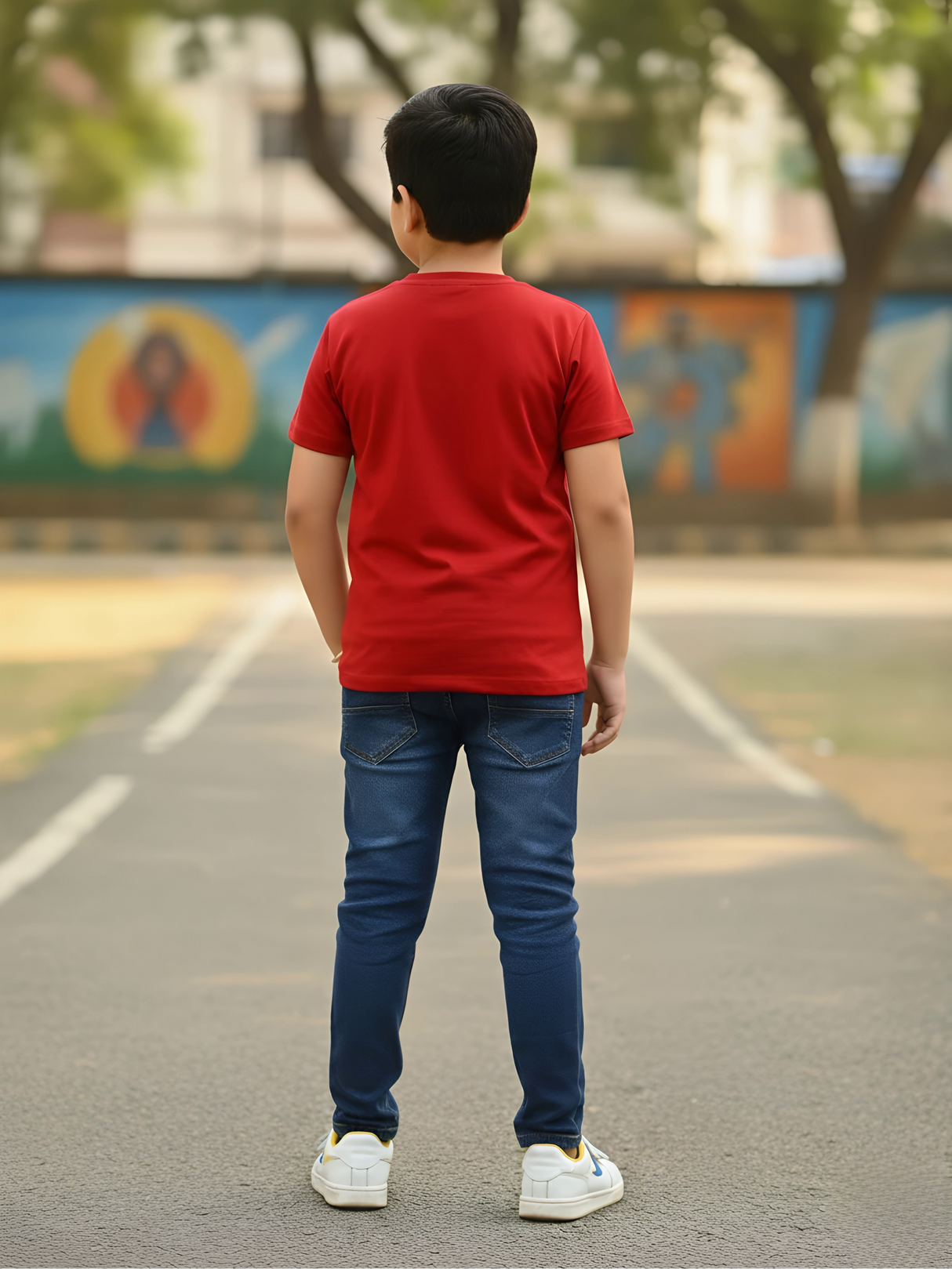 Boys' Red Messi Graphic Print T-Shirt