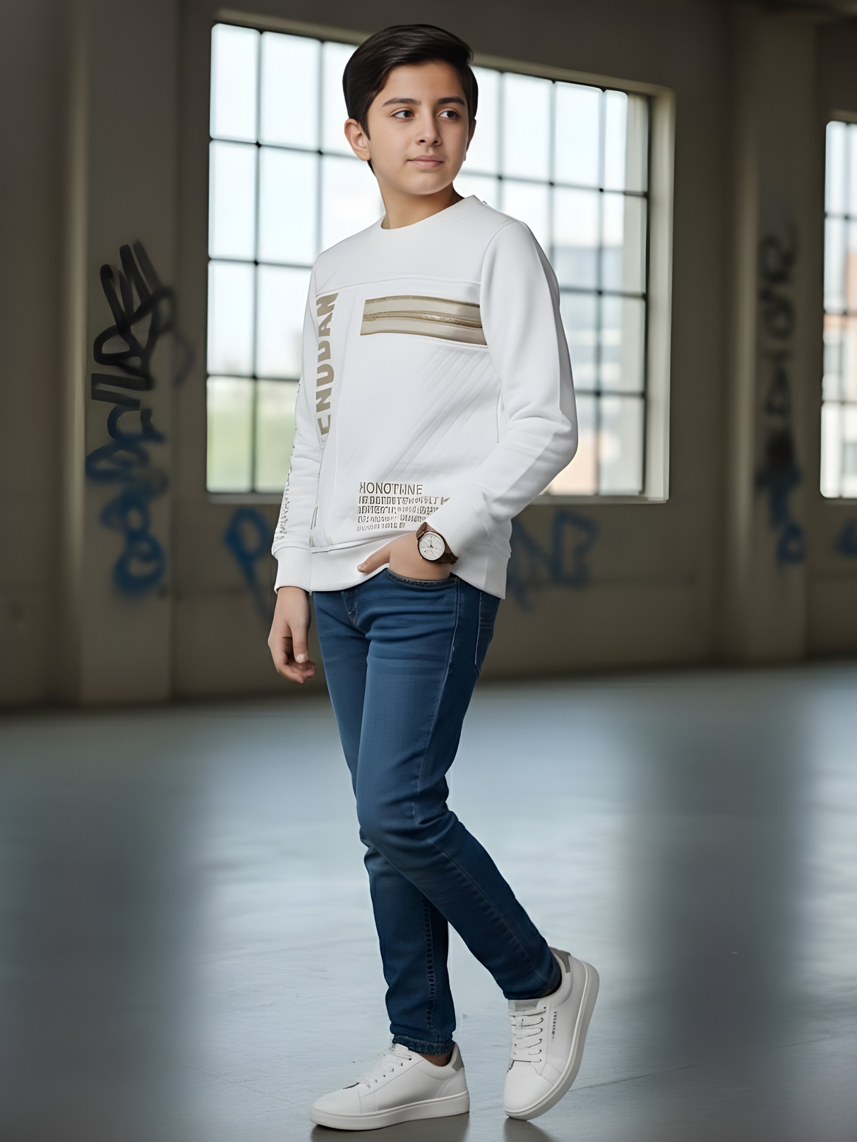 Boys' Ombré White 'LE-ADERUDAN' Graphic Tee