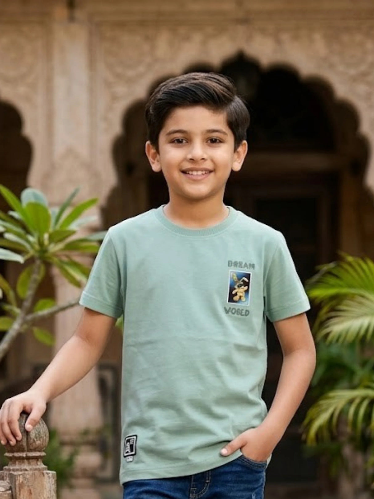 Boys Sea Green Dream World Graphic T-Shirt