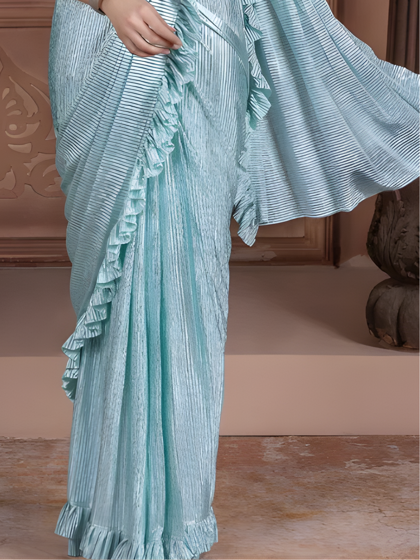 Girls Traditional Sleeves Less Long Choli - Green