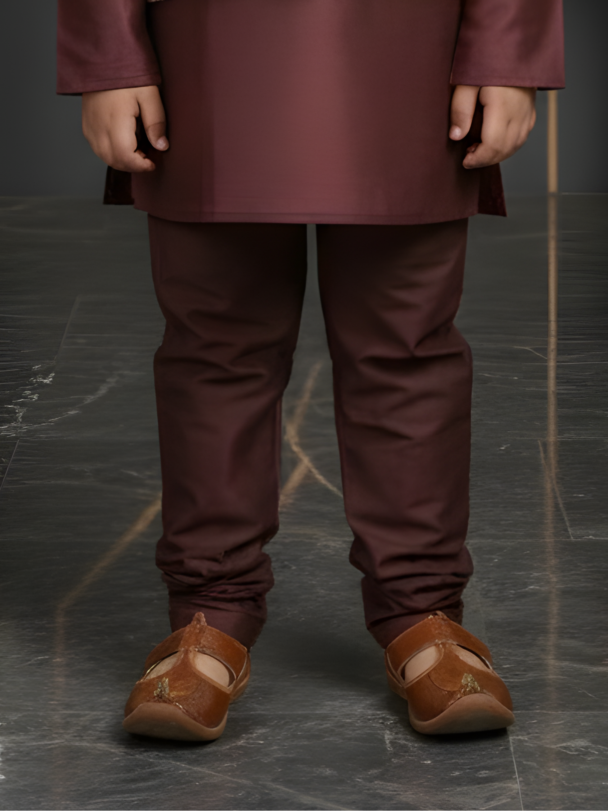 Boys Cream & Brown Ethnic Kurta Set with Geometric Printed Nehru Jacket