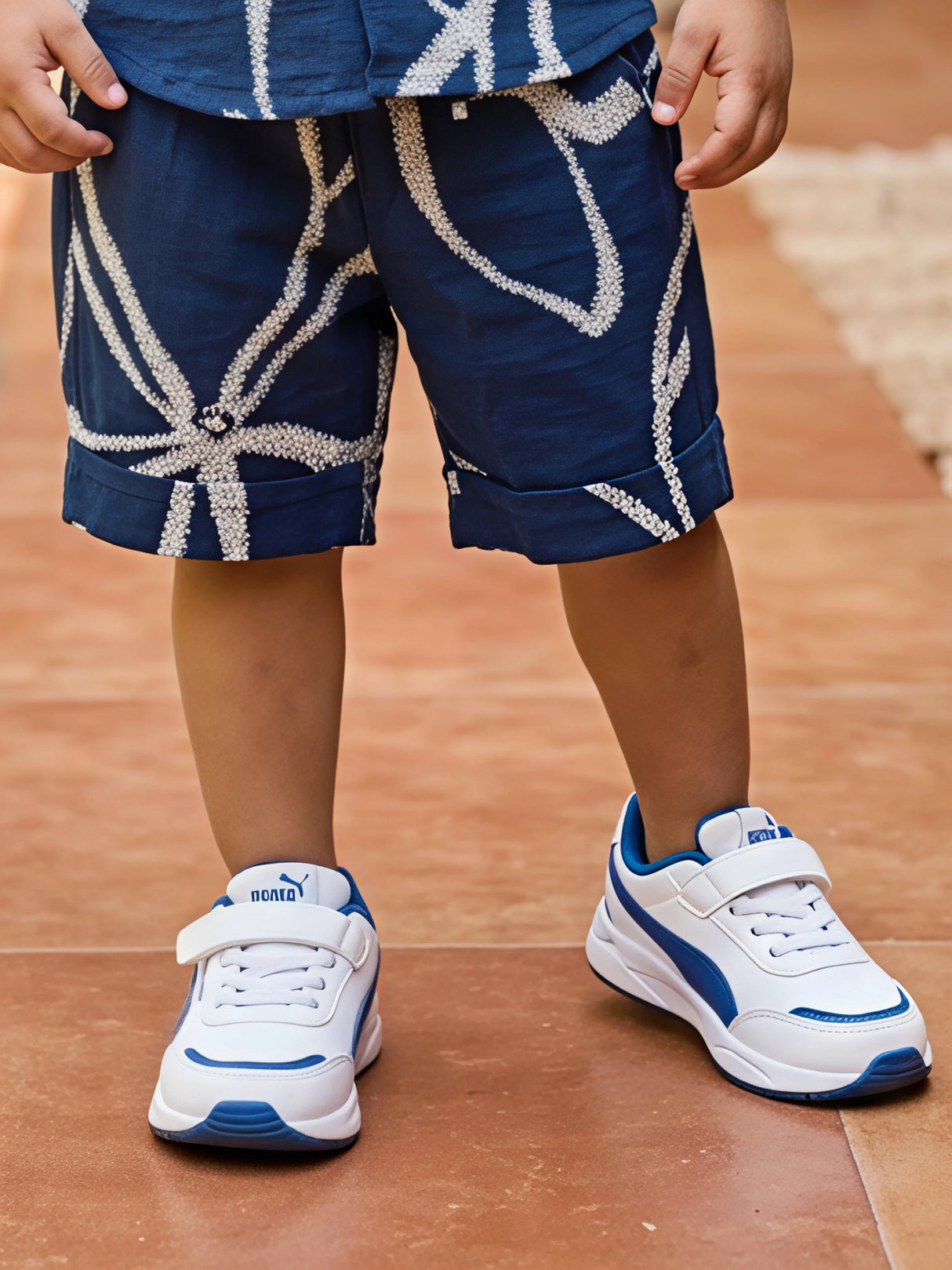 Navy Blue Abstract Print Boys Co-ord Set.
