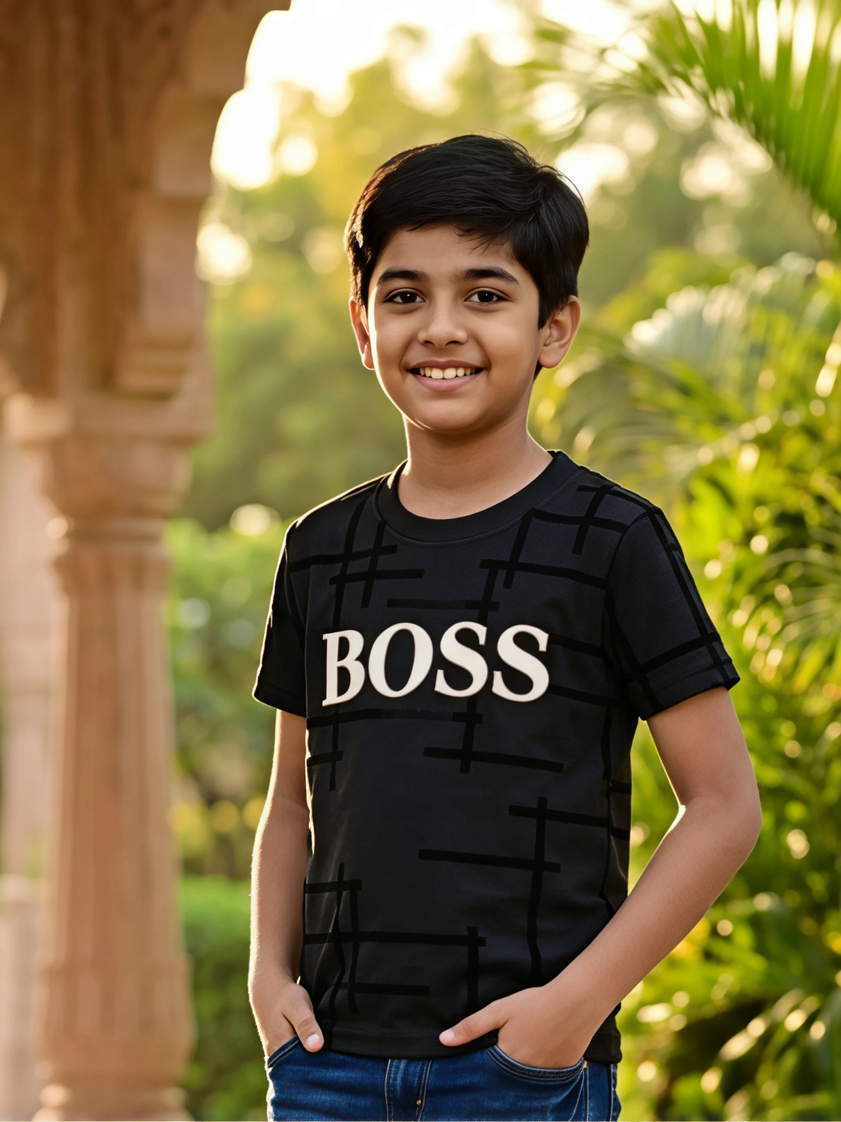 Boys Dark Gray Graphic Print T-Shirt