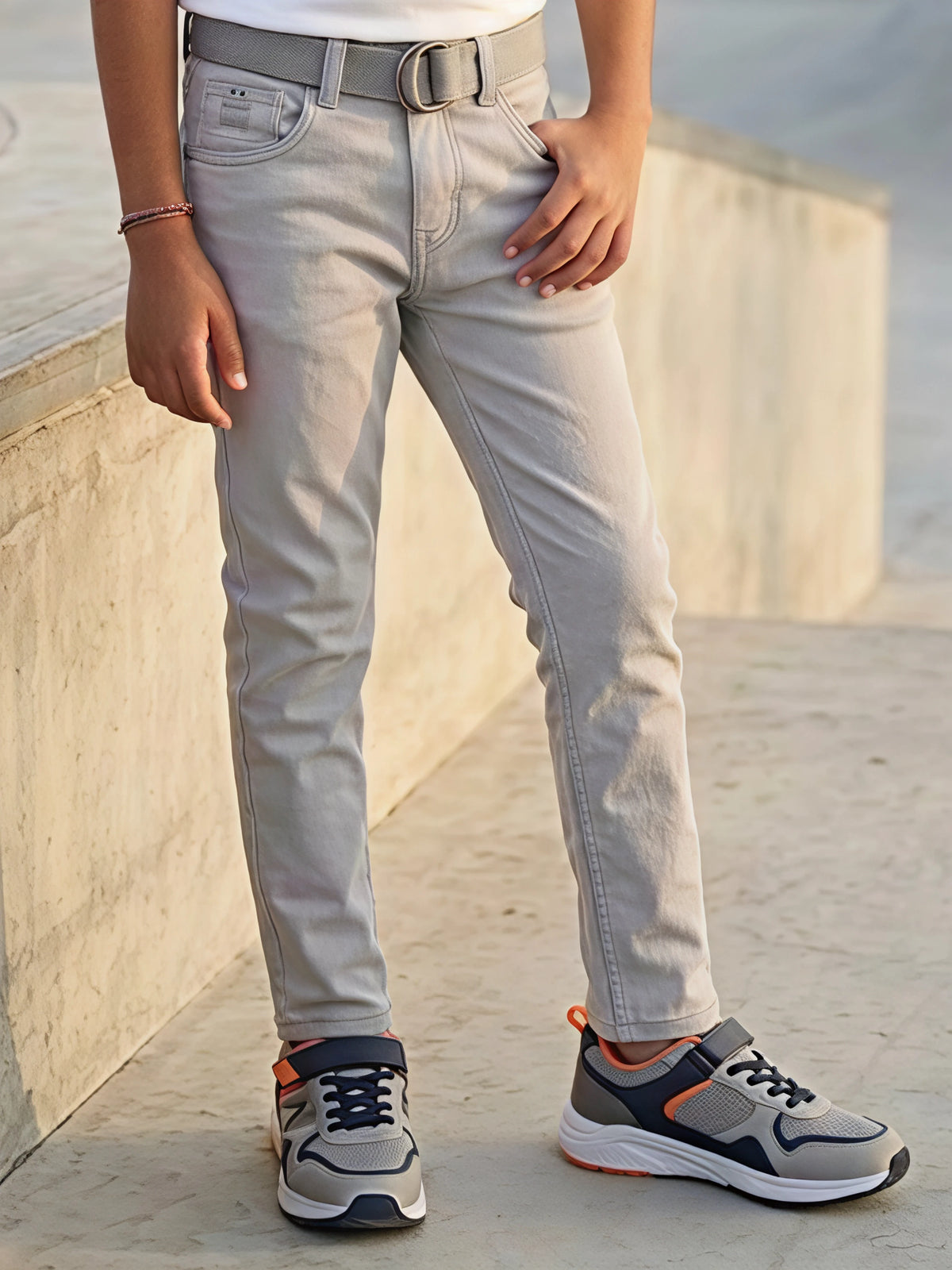 Boys' Slim Fit Stretch Jeans - Light Grey