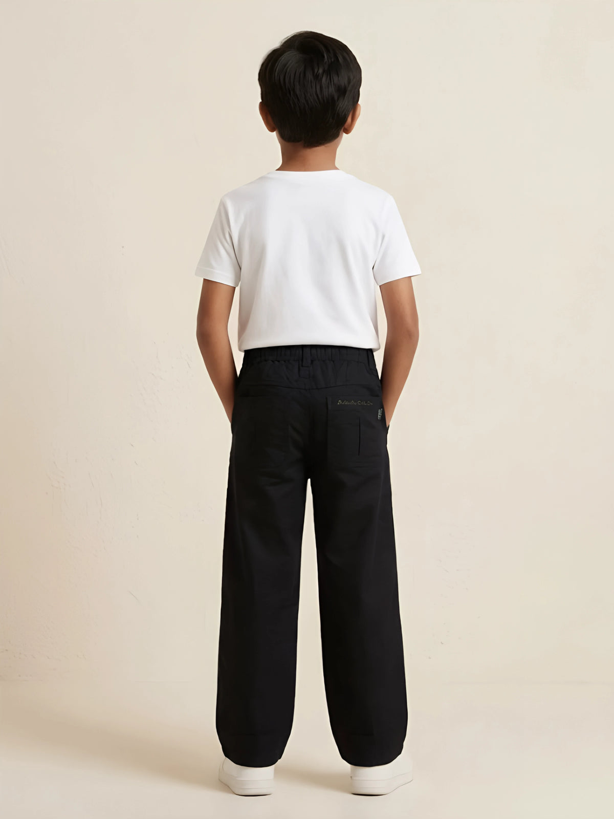 Boys Black Casual Loose Fit Trousers