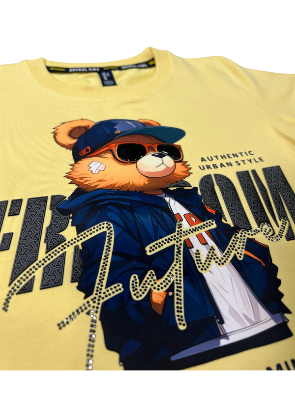 Boys' "Future Freedom" Teddy Bear Graphic T-Shirt - Red Color