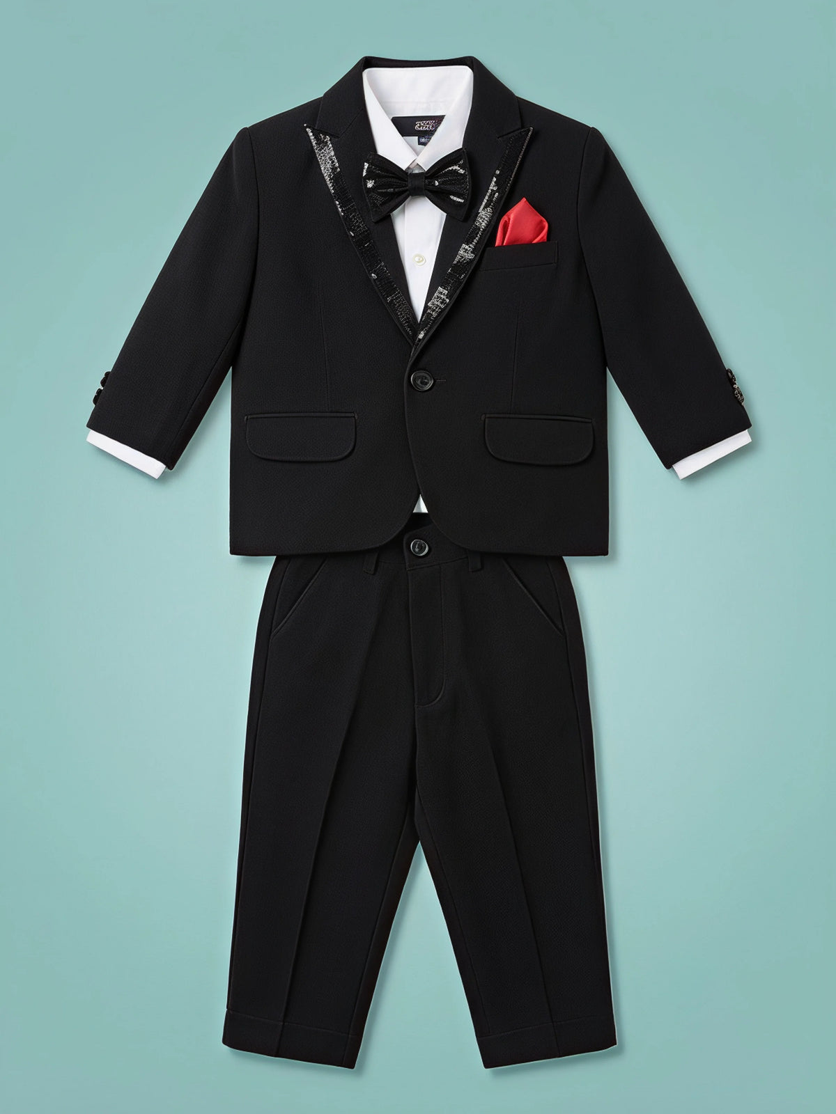Boys Premium Black Coat Suit Set for Weddings and Parties.