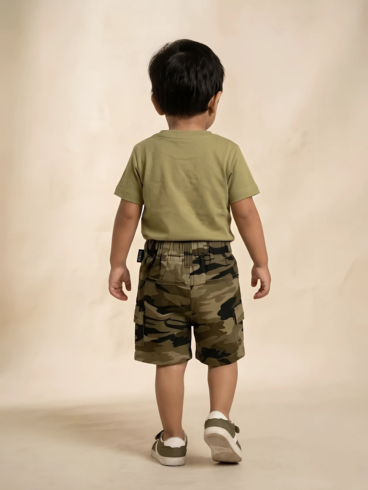 Olive Green Graphic Print Camo Boys Coordinate Set