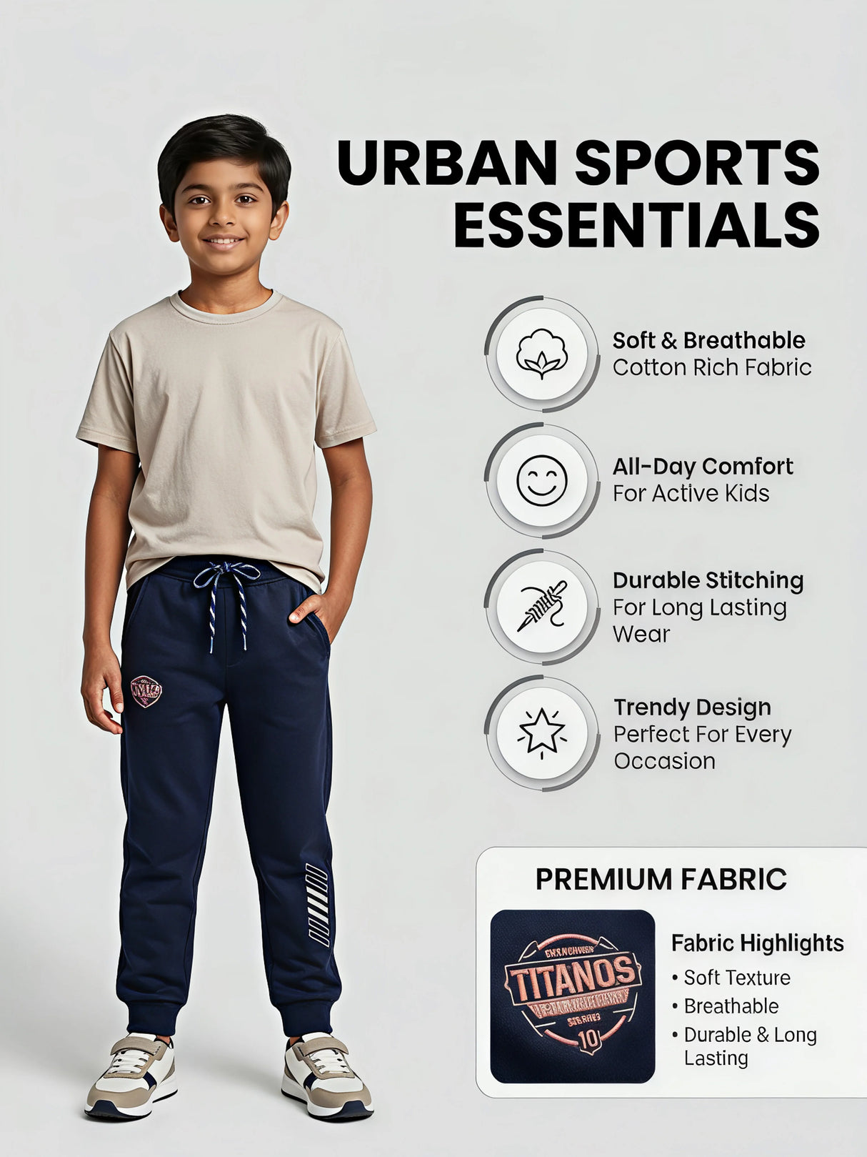 Boys Navy Blue Active Trackpants