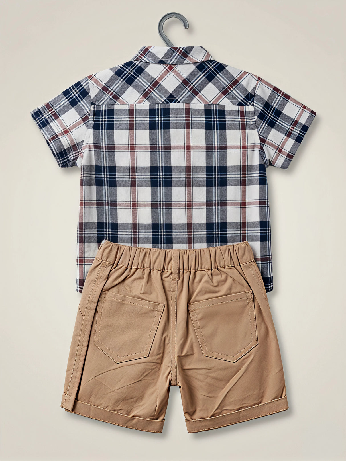 Boys White Adventure Graphic T-Shirt & Checked Shirt Co-ord Set
