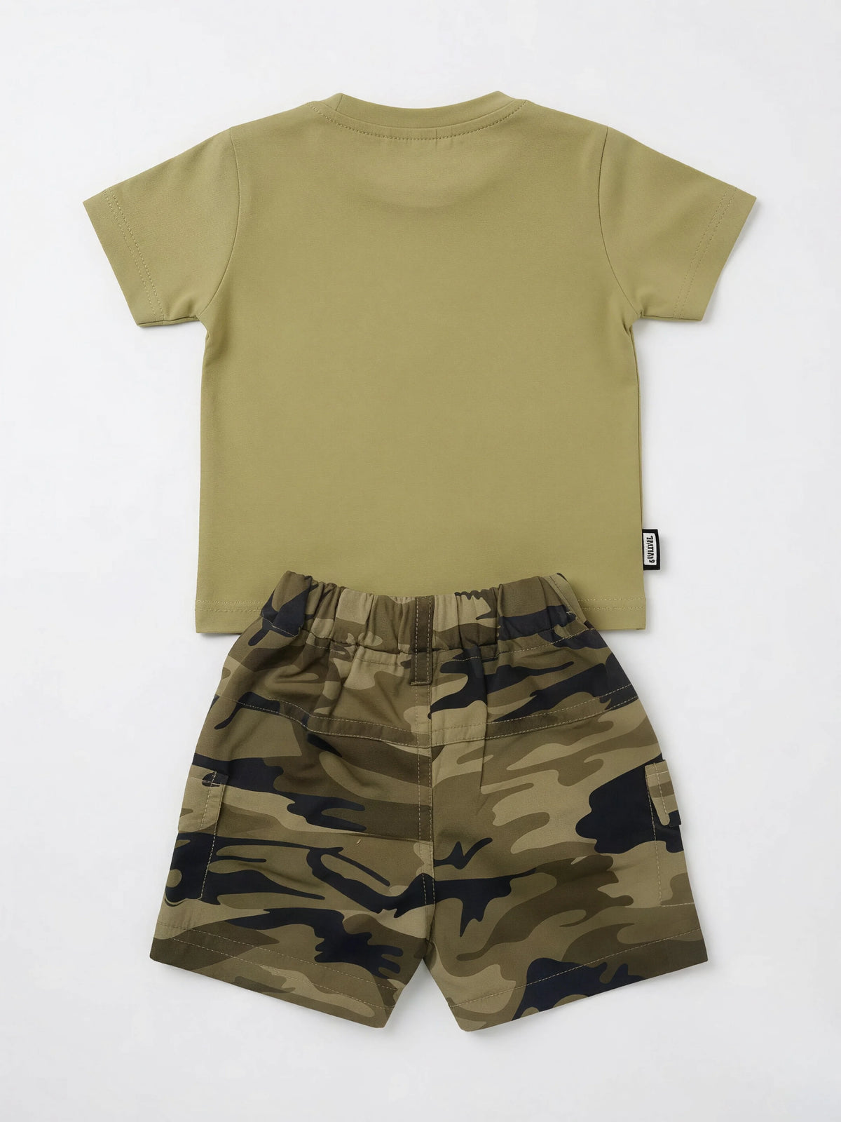Olive Green Graphic Print Camo Boys Coordinate Set