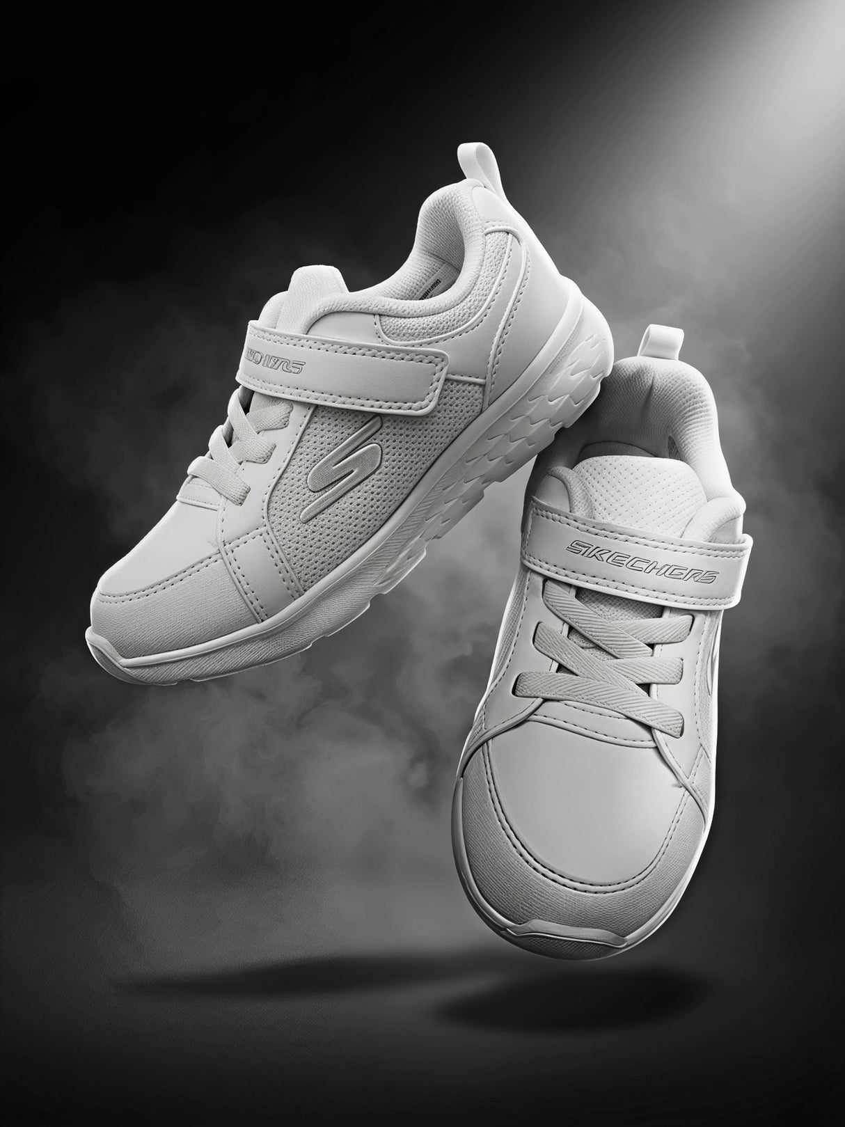 Skechers Unisex White Velcro School Shoes.