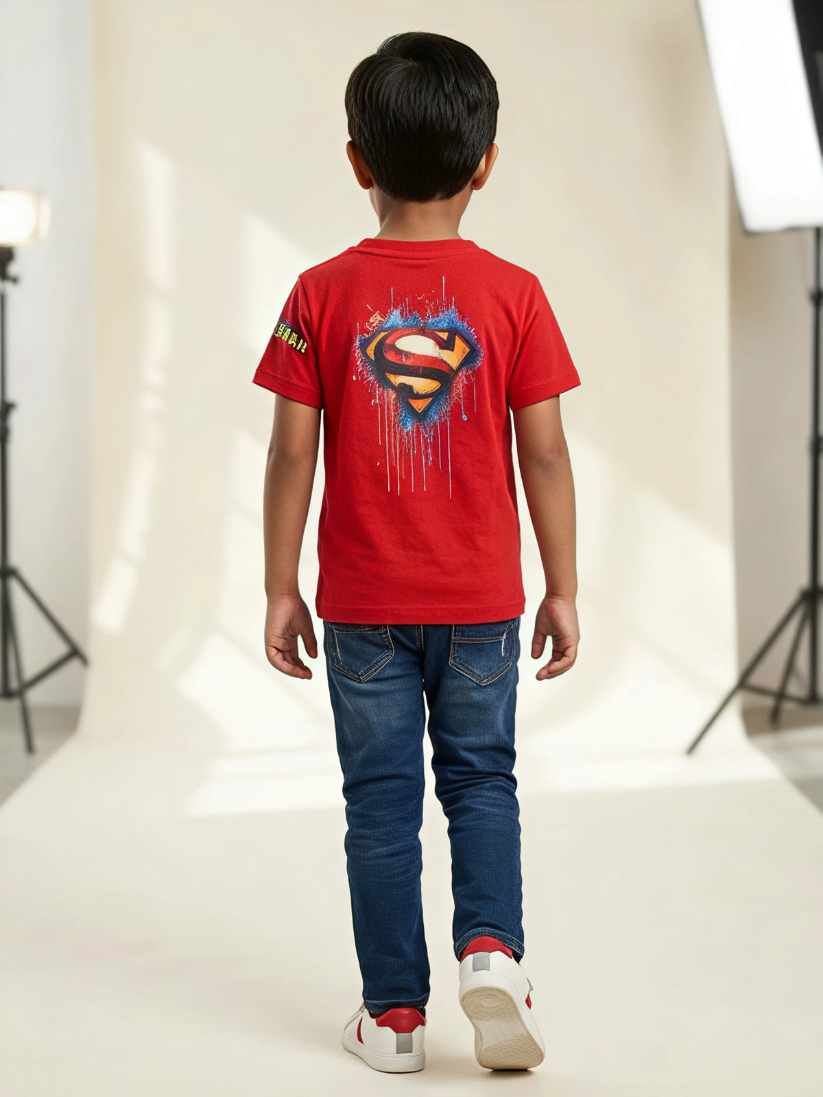 Red Superman Graphic Print T-Shirt Casual Wear