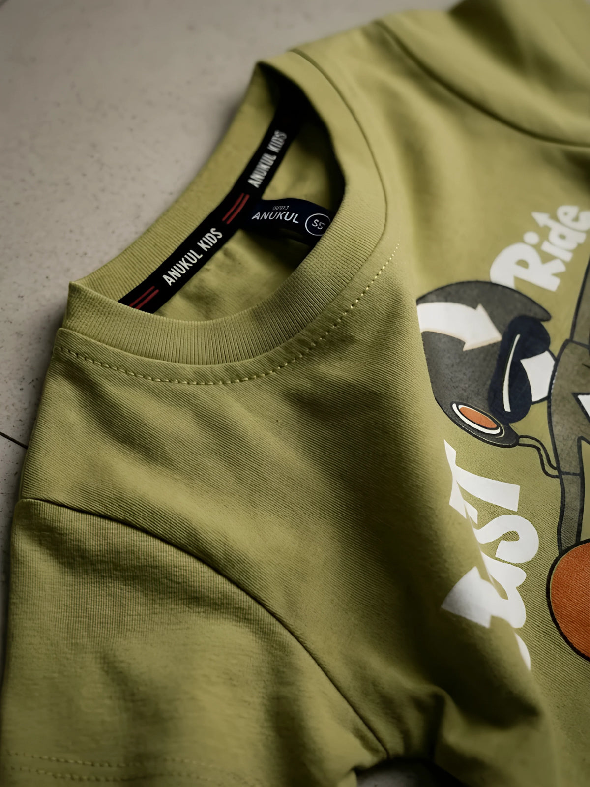 Olive Green Graphic Print Camo Boys Coordinate Set