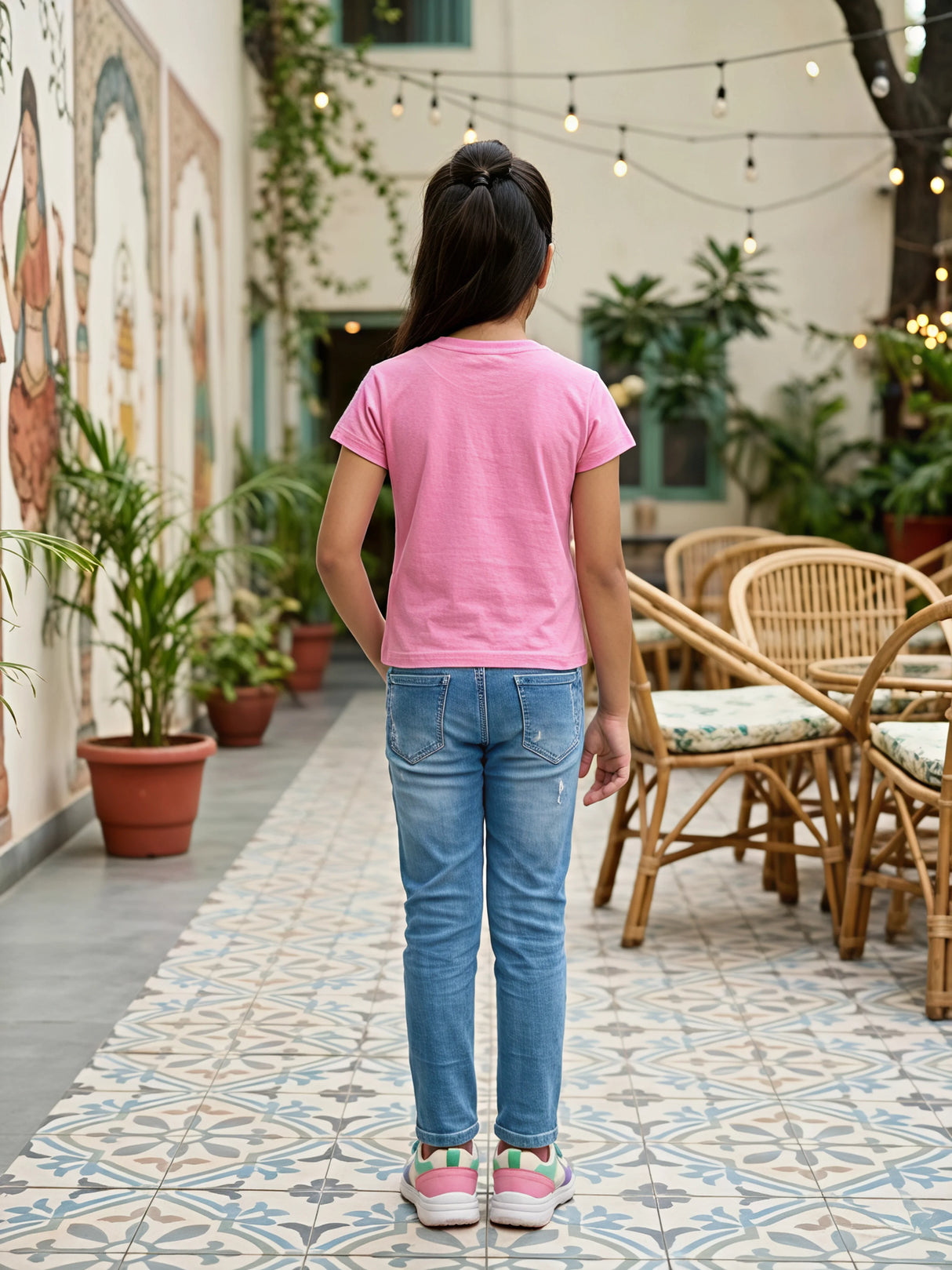 Girls Pink "Nice Vibes" Graphic Casual Top