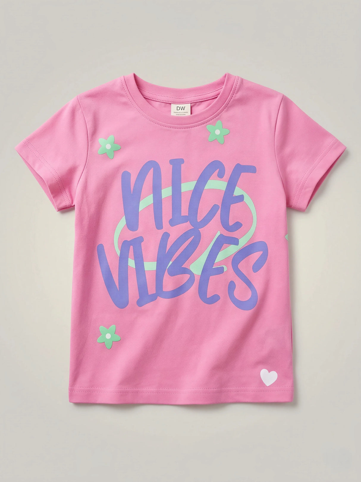 Girls Pink "Nice Vibes" Graphic Casual Top