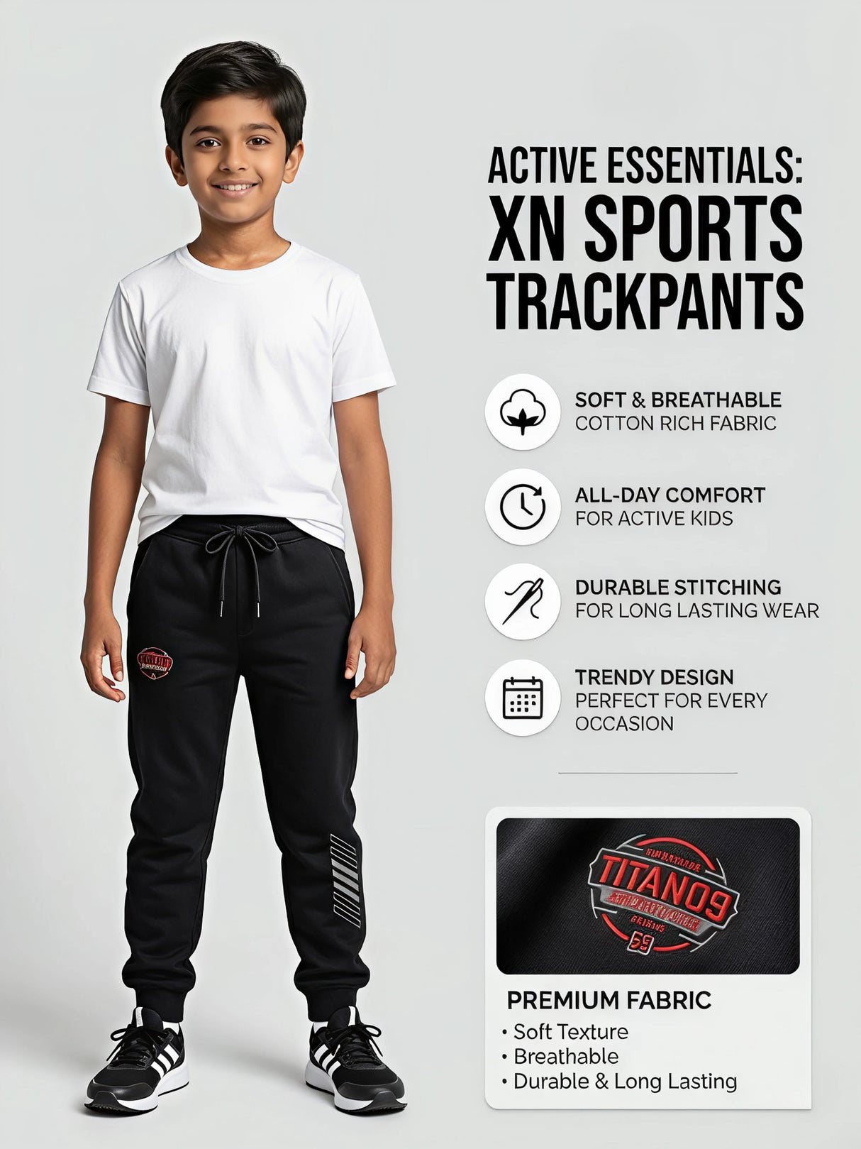 Boys Black Performance Sports Trackpants