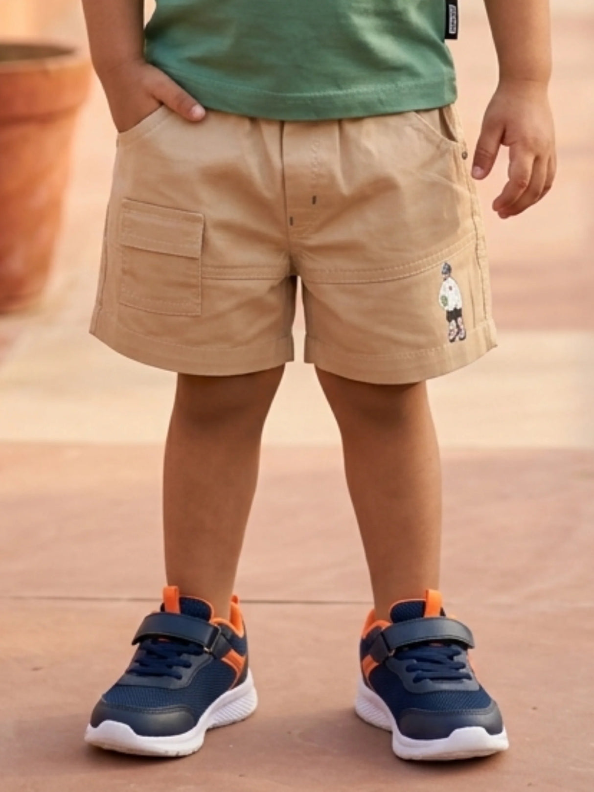Boys Green Free Spirit Cotton T-Shirt and Cargo Shorts Set
