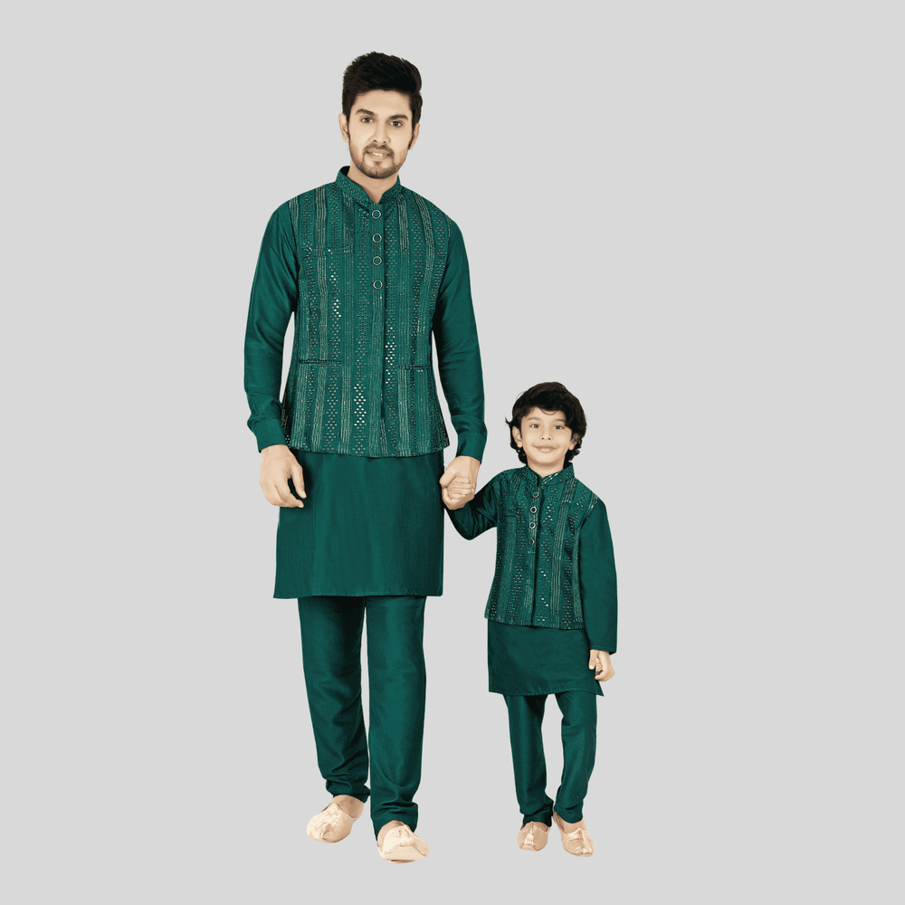 Boys Traditional With Work Chudidar Kurta with Koti - RAMA