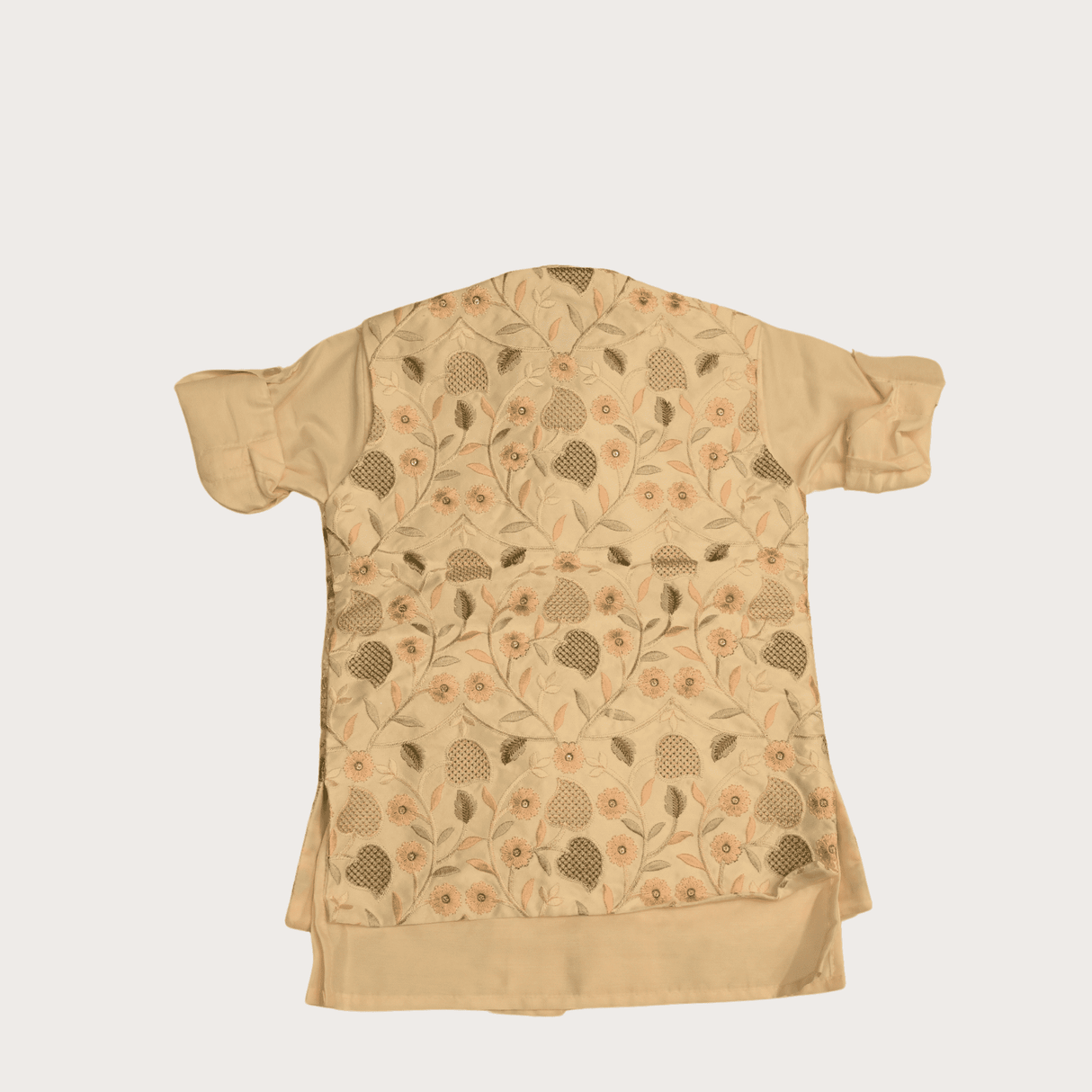 Boys Traditional Little Magic Printed Indo Western Kurta Set - Cream