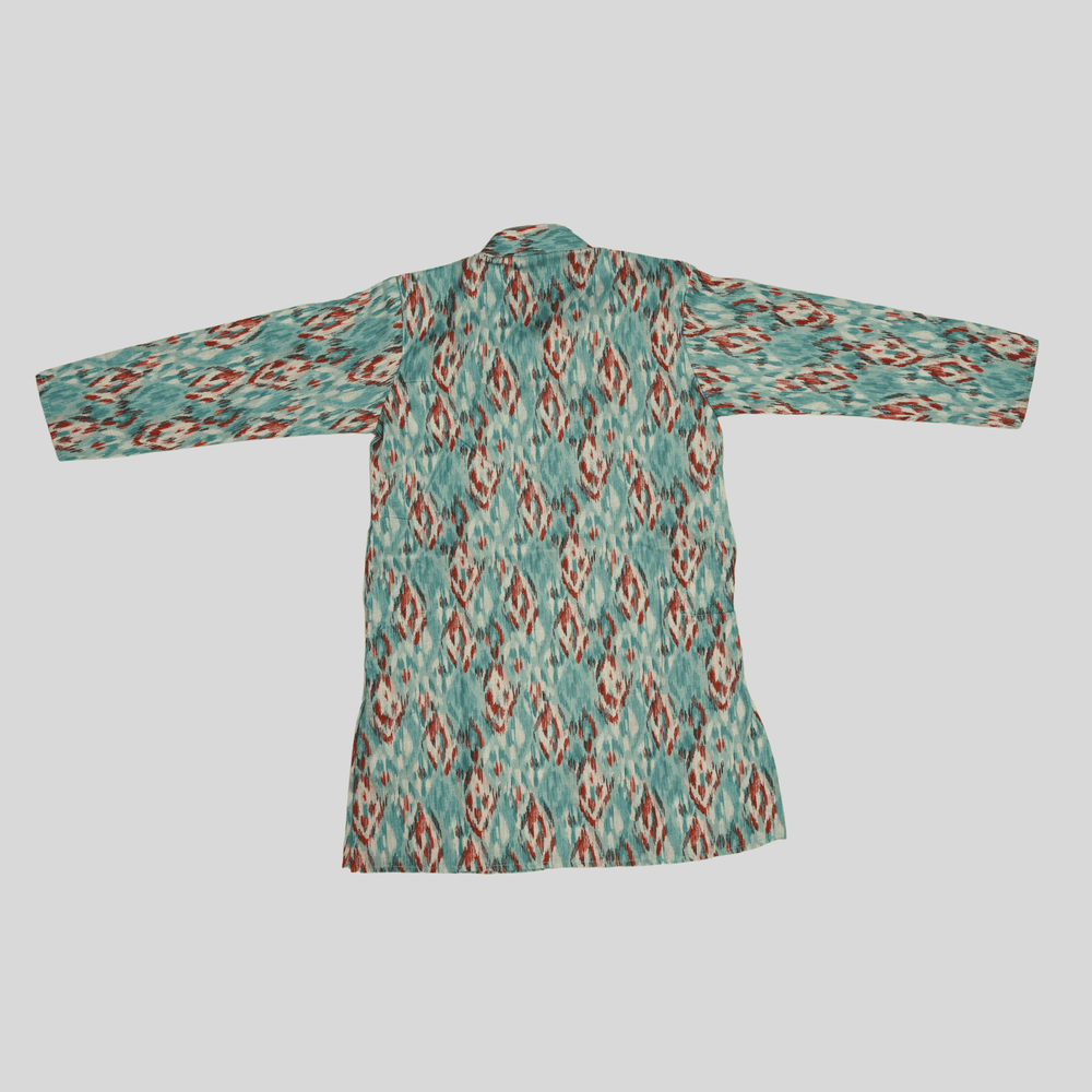 Boys Traditional Printed Chudidar Kurta Set - Blue