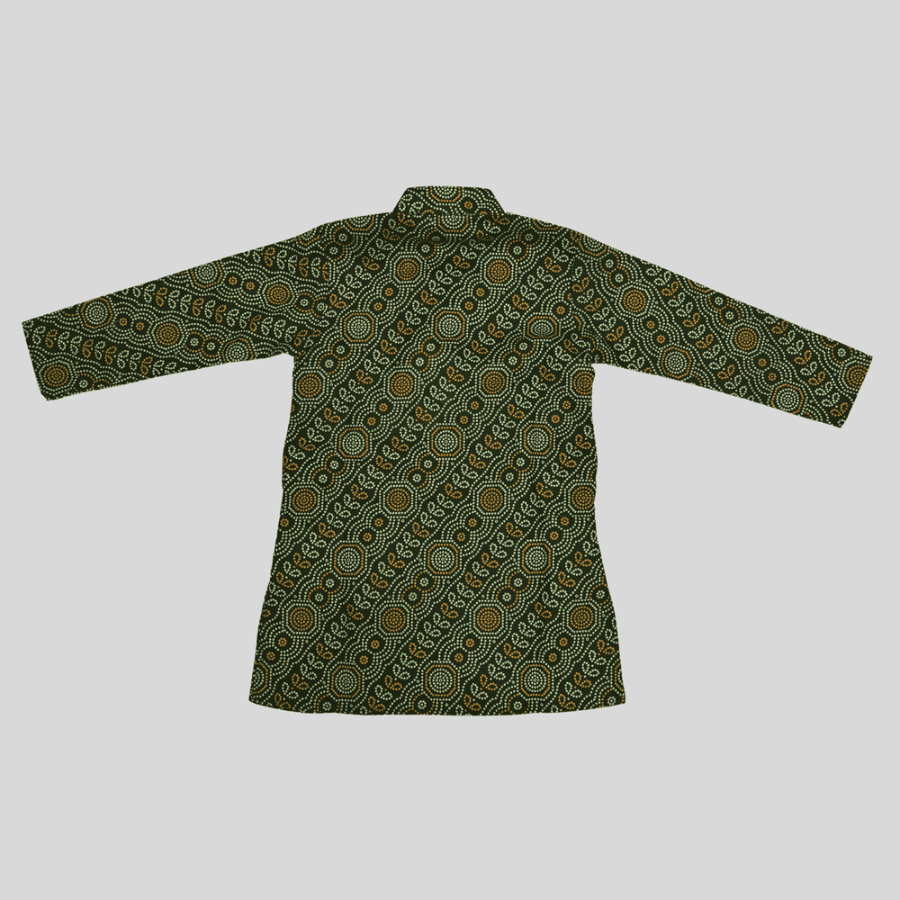 Boys Traditional With Work Chudidar Kurta Set - Green