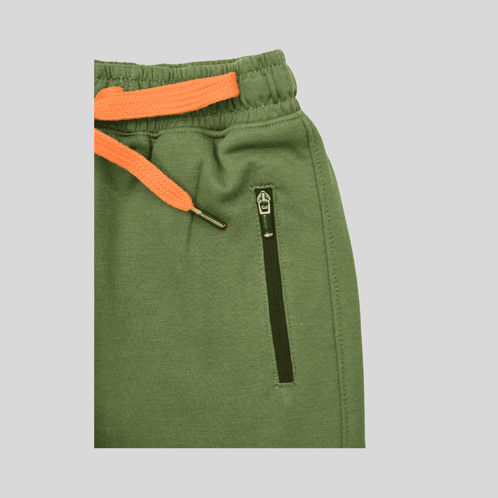 Boys Leisure Plain Elastic Waist Track Pant With Rib - Green