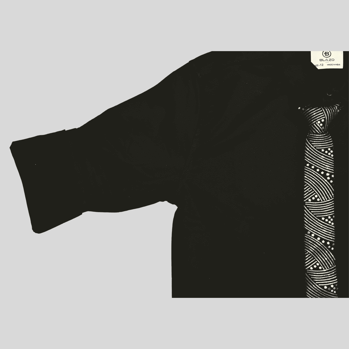 Boys Casual Full Sleeves Plain Shirt With Tie - Black