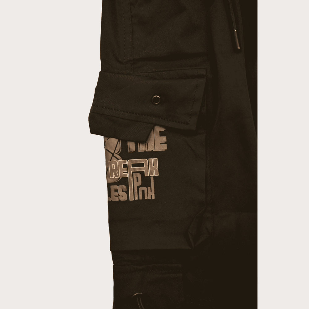 Boys Casual Printed Cotton Joggers With Rib - Black