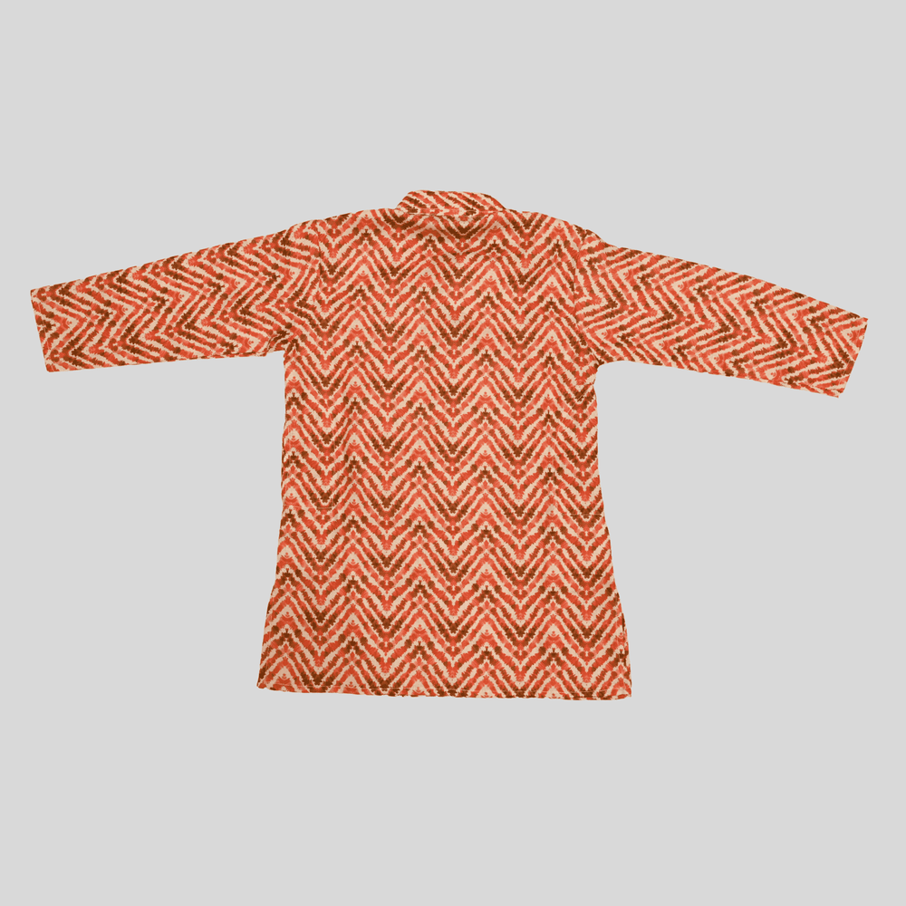 Boys Traditional Printed Chudidar Kurta Set - Red