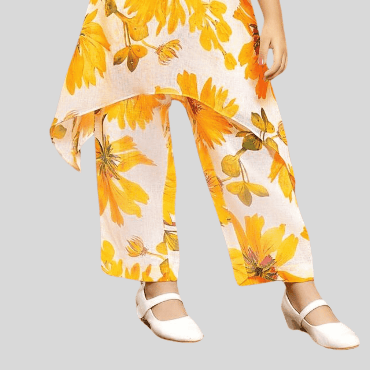 Girls Traditional 3/4th Sleeves Plazo Set - Yellow