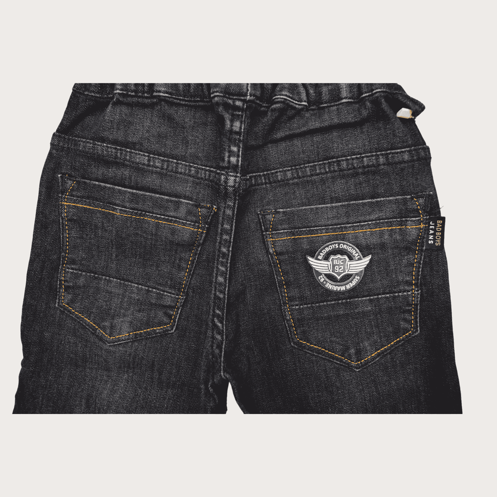 Boys Casual Plain Jeans Joggers With Rib - D.Blue