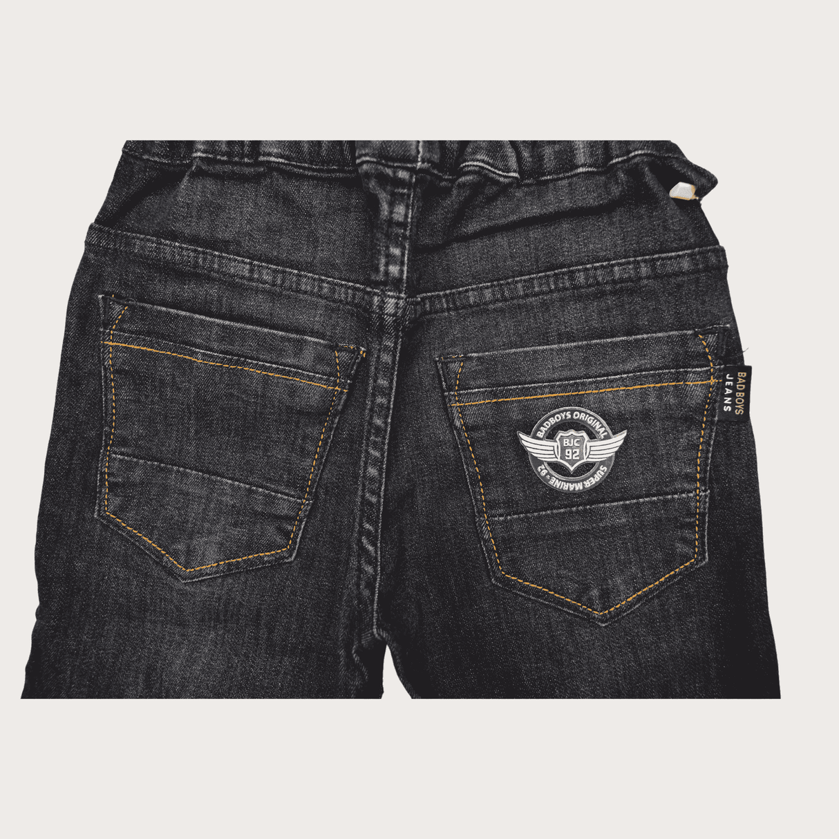 Boys Casual Plain Jeans Joggers With Rib - D.Blue