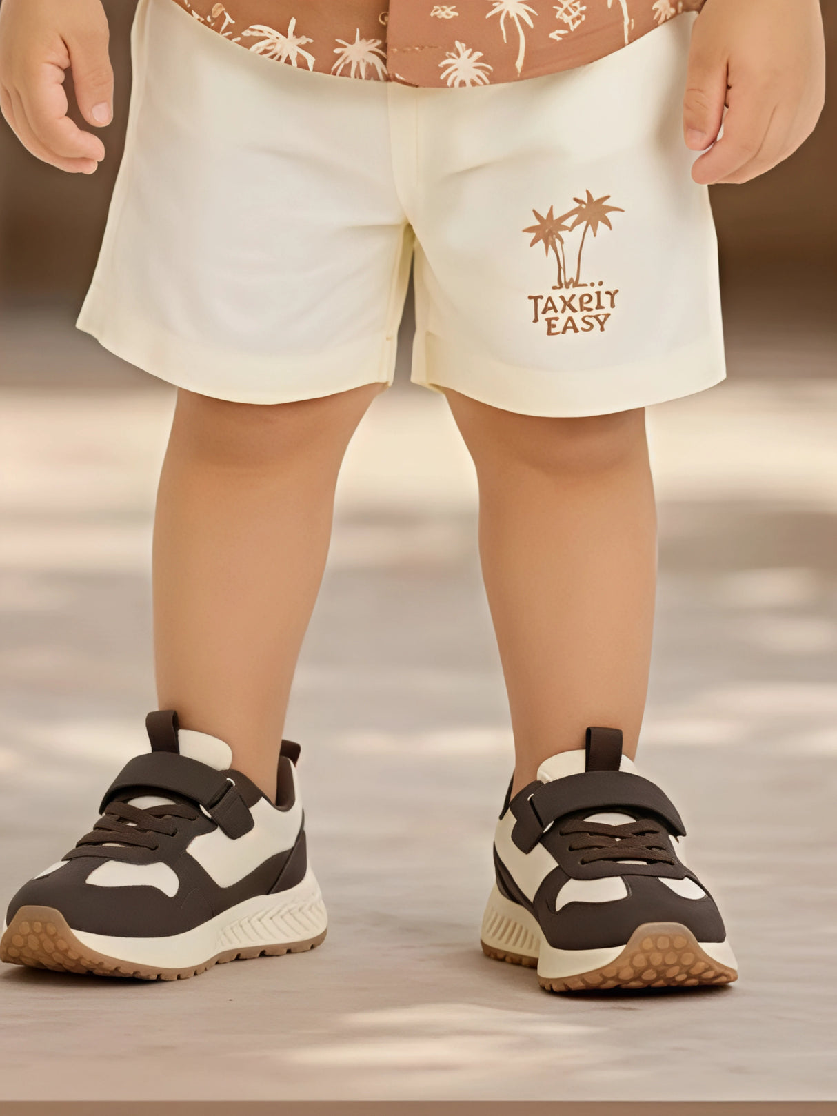 Boys' Tropical Palm Print Brown Coordinate Set