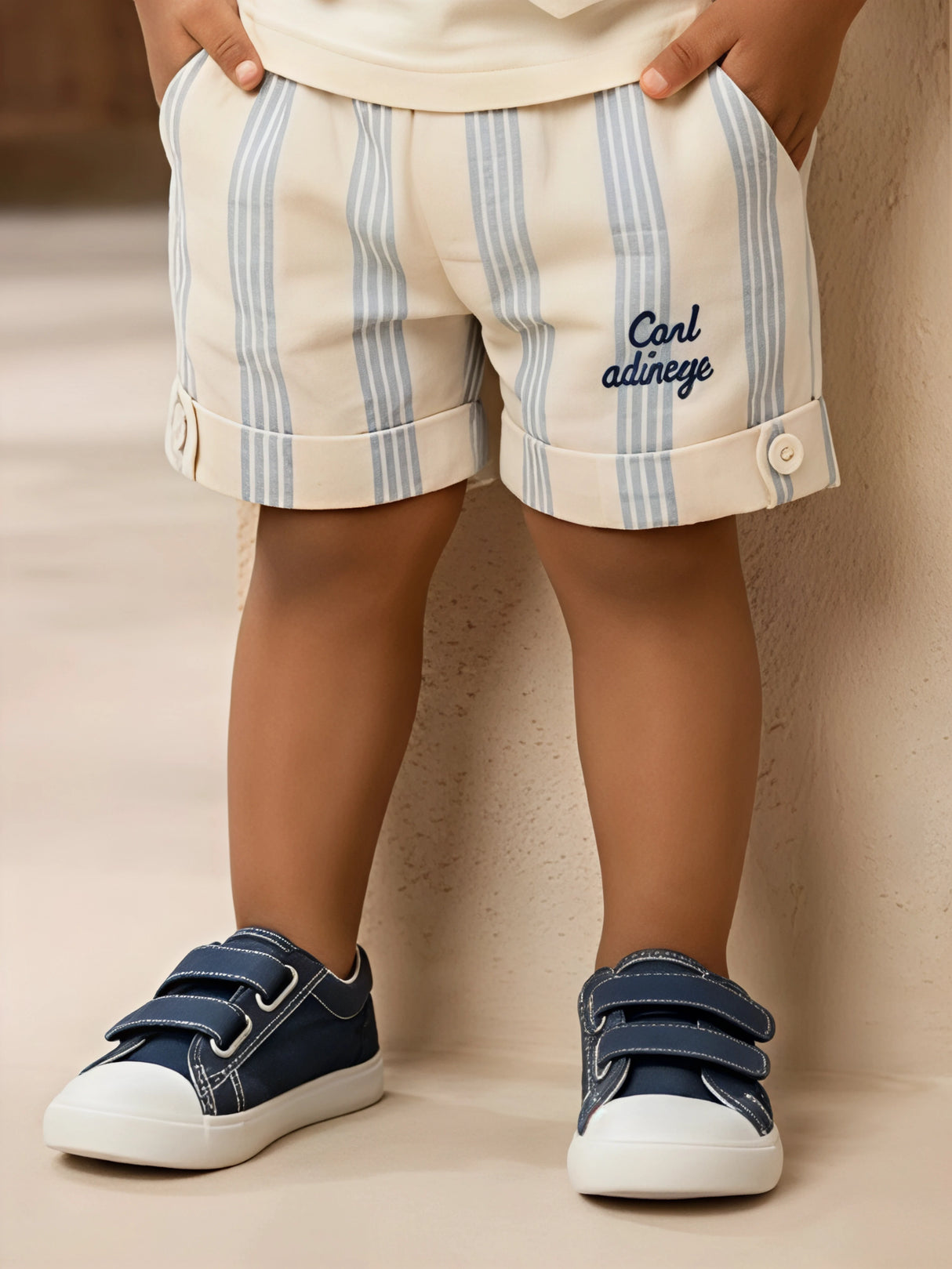 Boys’ Sky Blue Striped Vest & Shorts Coordinate Set