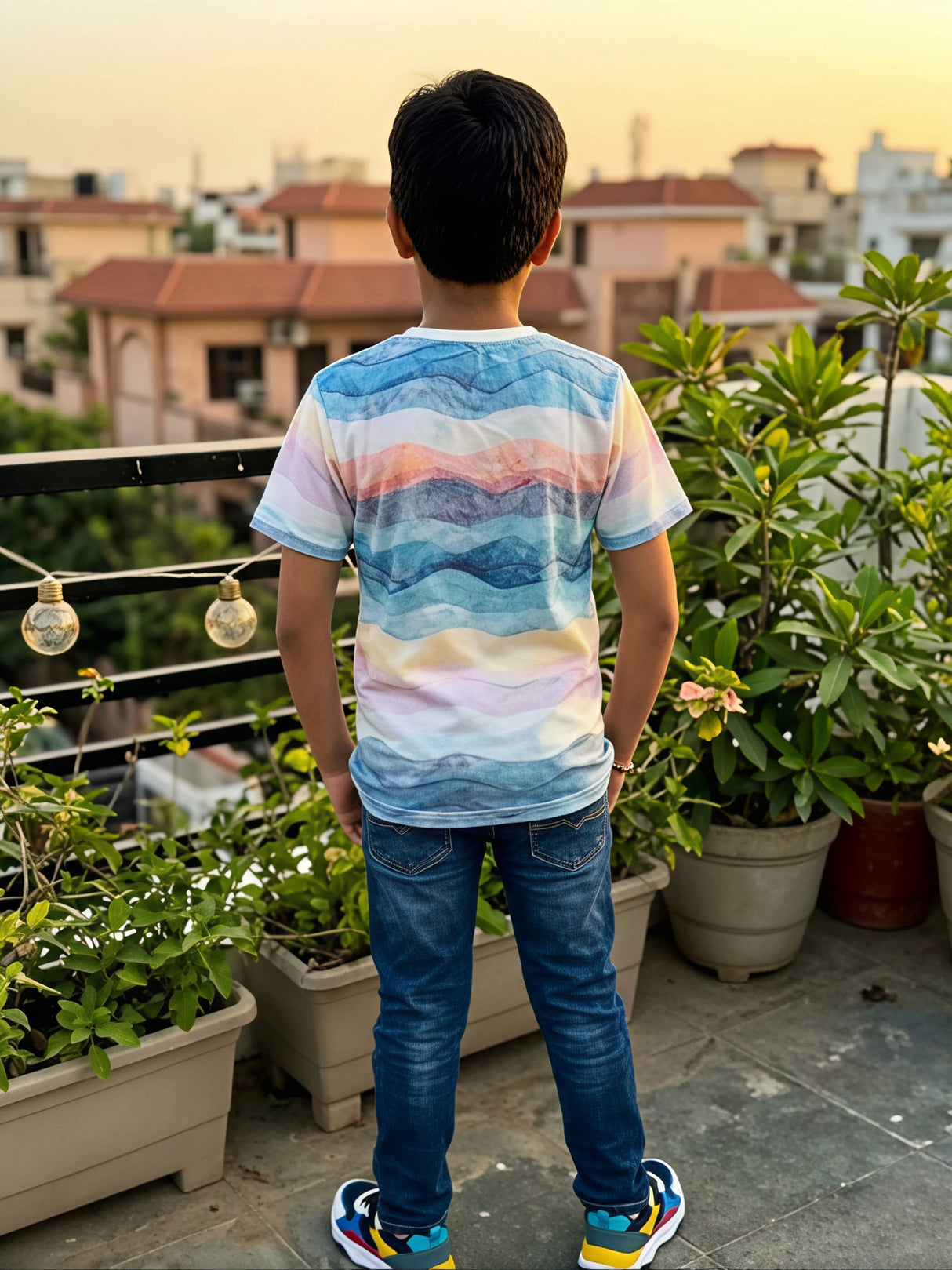 Boys Blue Graphic Print Crew Neck T-Shirt
