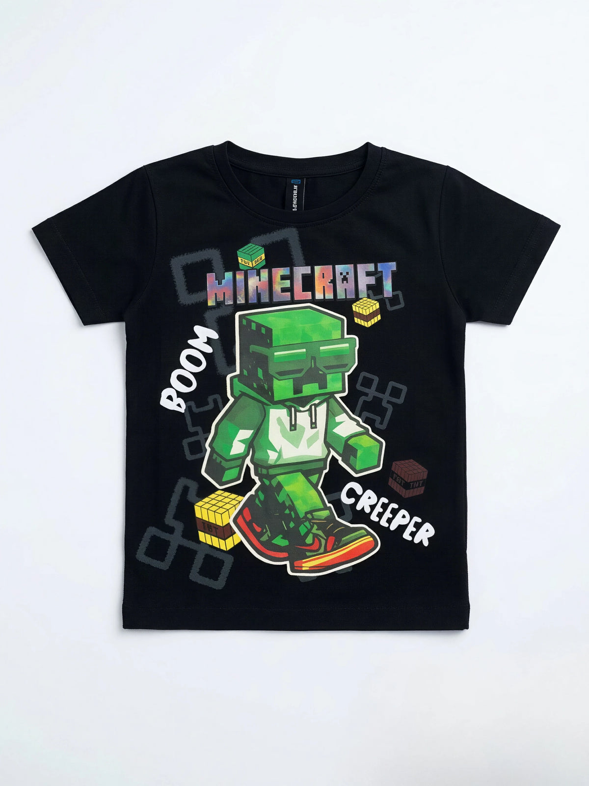 Black Graphic Printed Round Neck T-Shirt Casual Wear